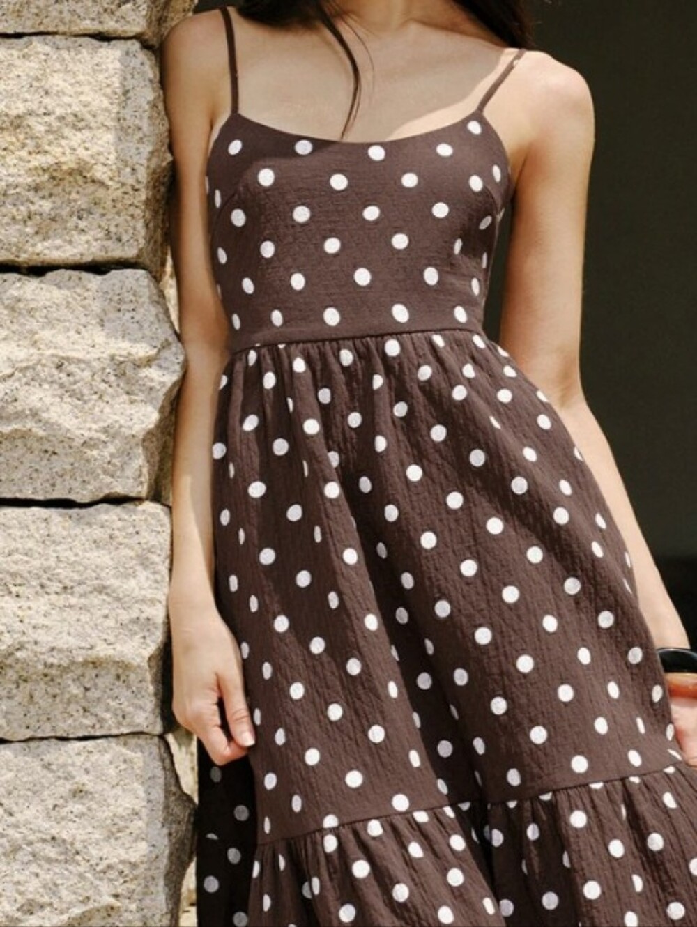 Commense Slip Dress Maxi Polka Dot "The Pretty Woman Edit" Cotton Brown XS NWT - Picture 4 of 8